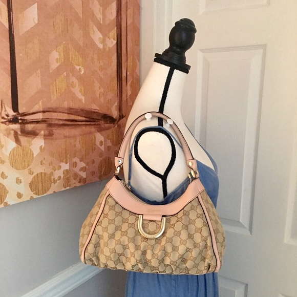 Gucci Handbags - Authentic Gucci brown and pink monogram hobo bag